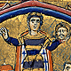Judit exhibiendo la cabeza cortada de Holofernes. Biblia del Arsenal, 1250-1254.